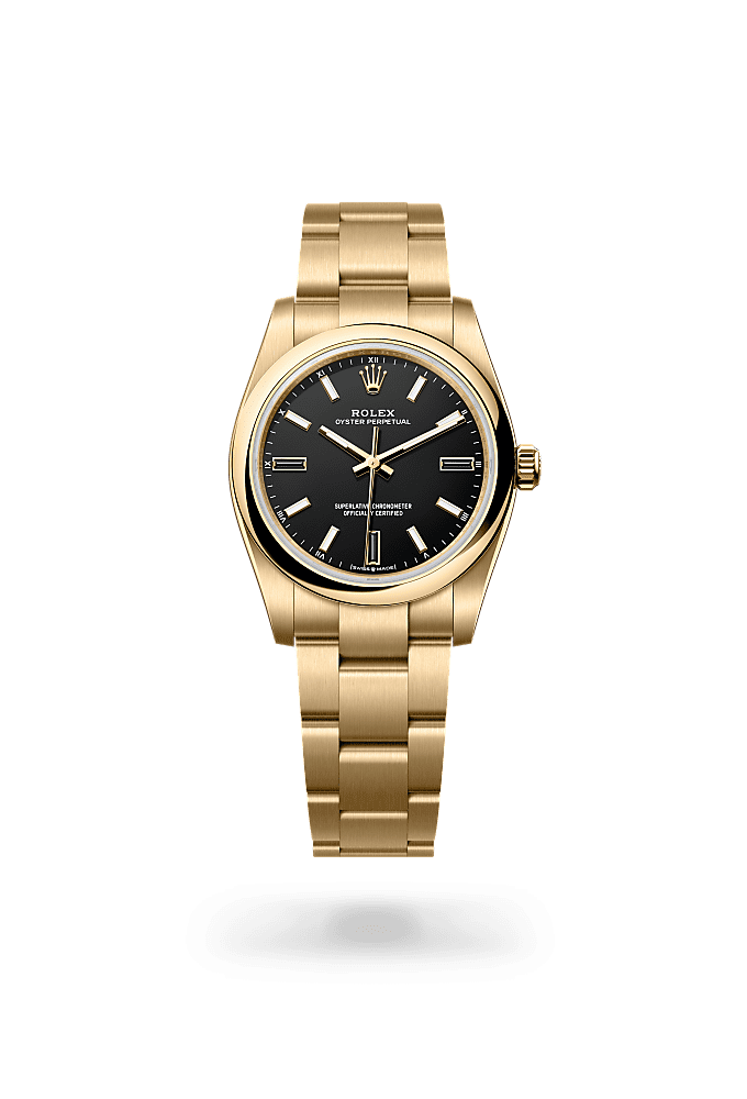 Rolex Oyster Perpetual 34 yellow gold (black dial) photo 1